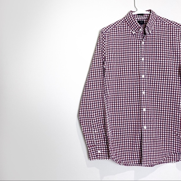 4/$25 J crew maroon purple plaid dress shirt - Picture 2 of 5